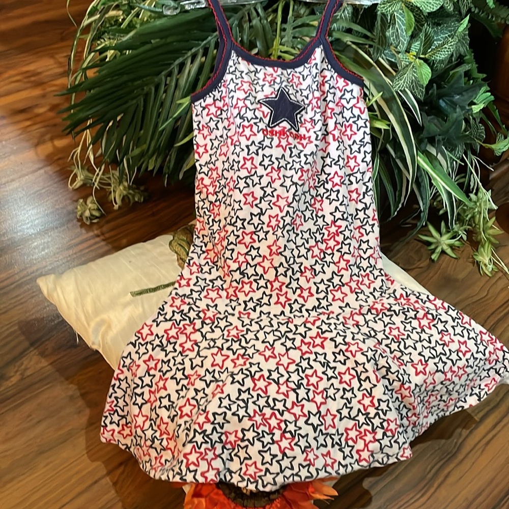 ❤️ OSHKOSH B'gosh for girls strappy sundress 🤍Size 6X 💙 Red white and blue NEW